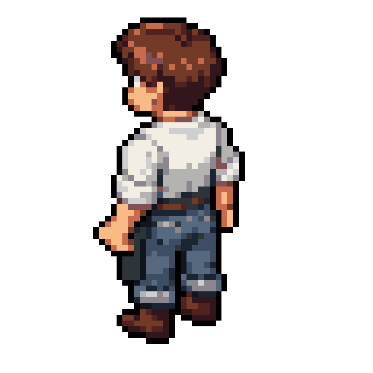 young blacksmith apprentice character sprite pixel art