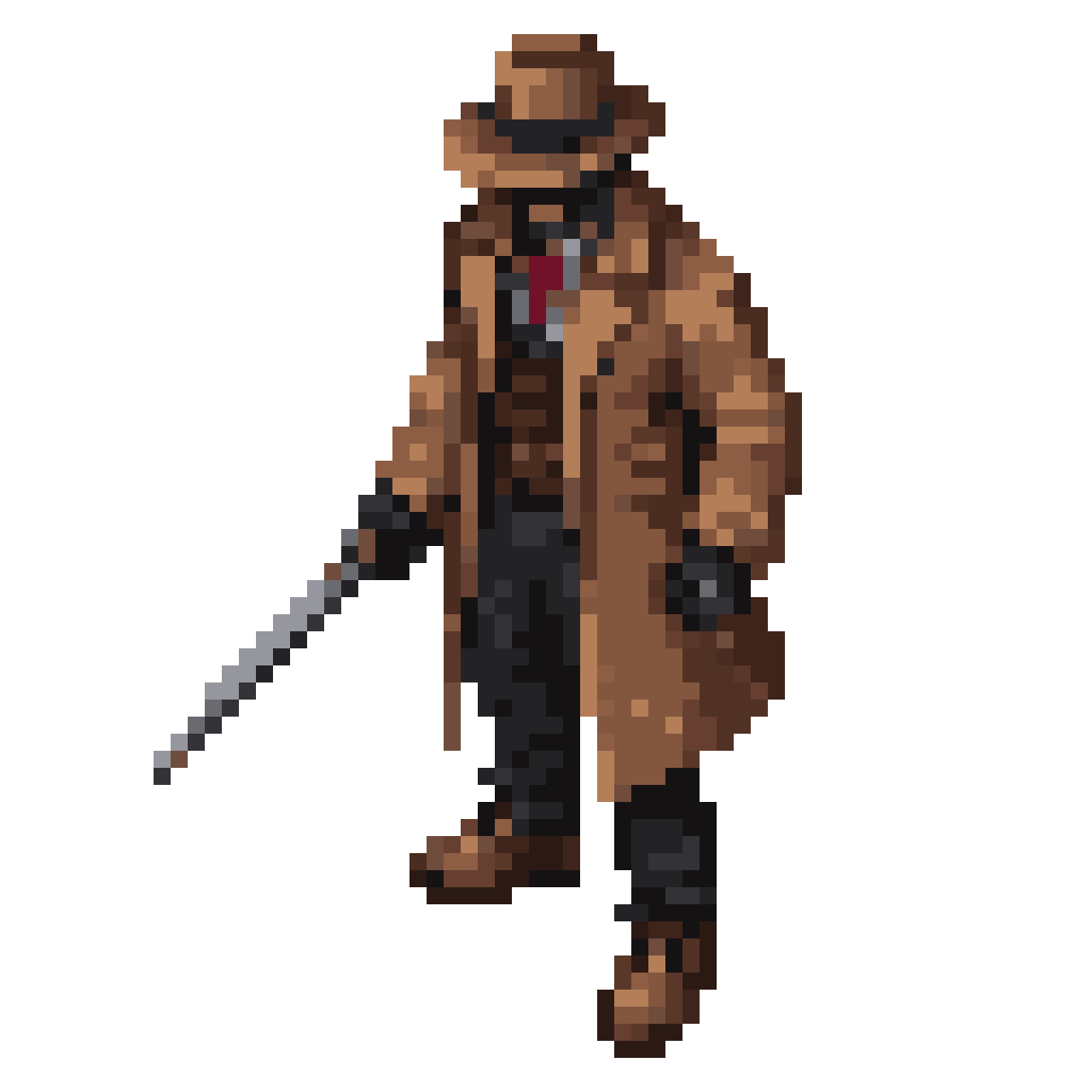 1920's detective with trench coat pixel art