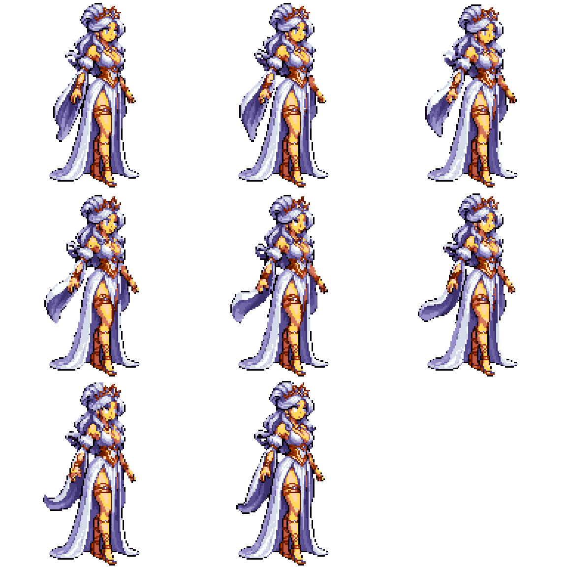 Elegant Fantasy Princess Idle pixel art