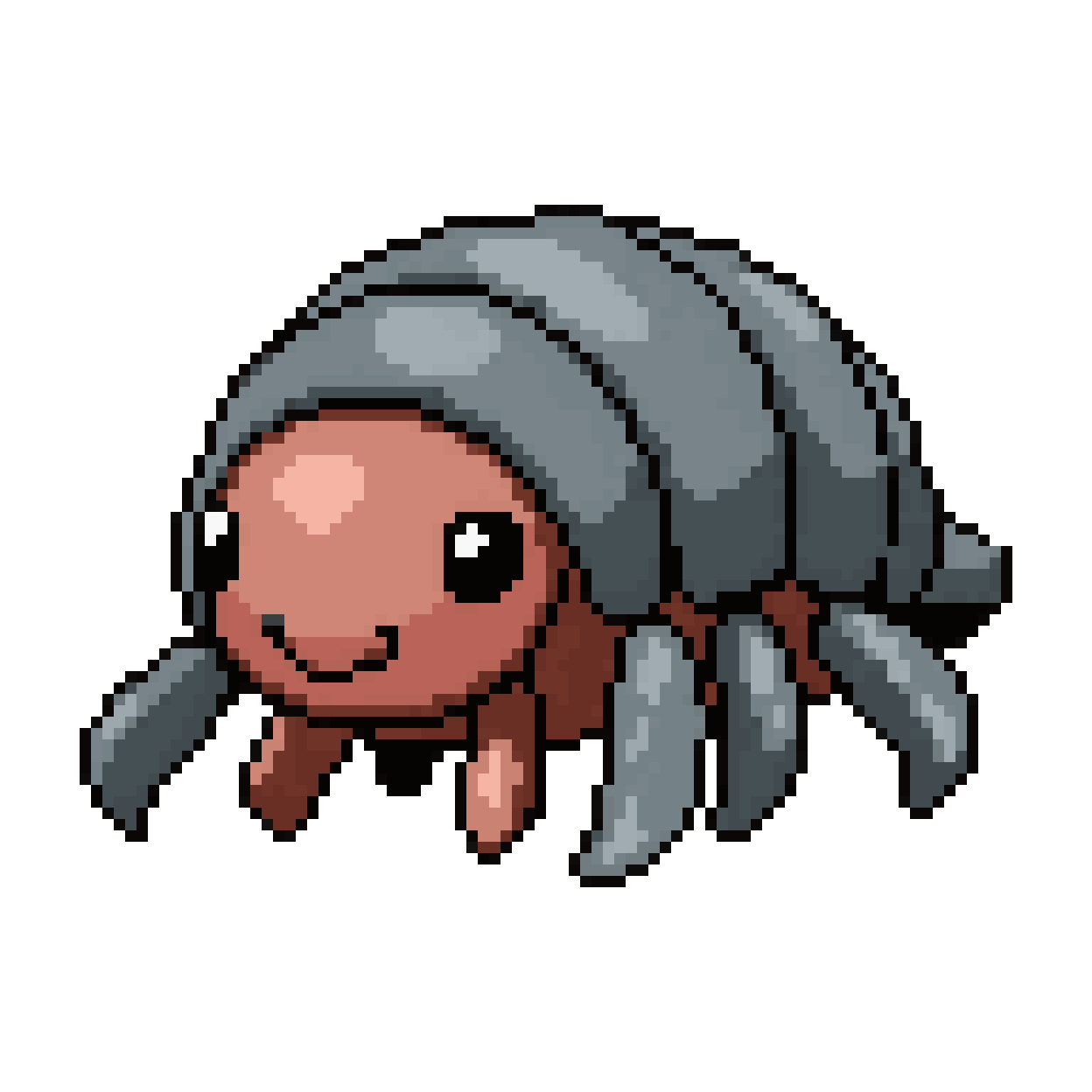 small armored isopod-trilobite monster pixel art