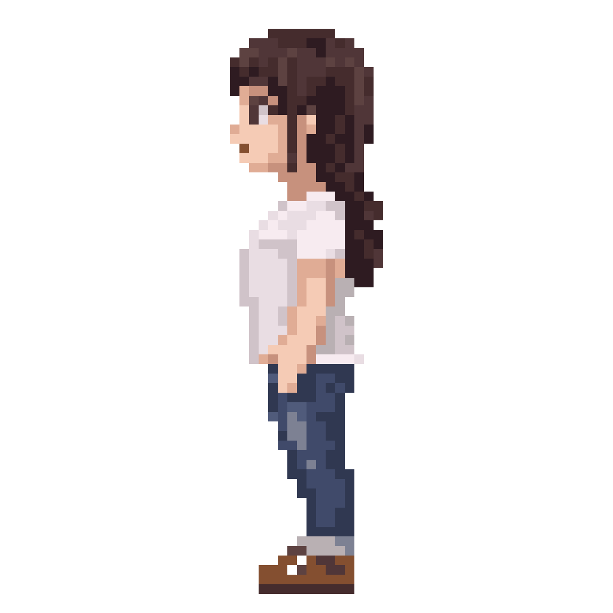 girl in casual clothes from photo pixel art
