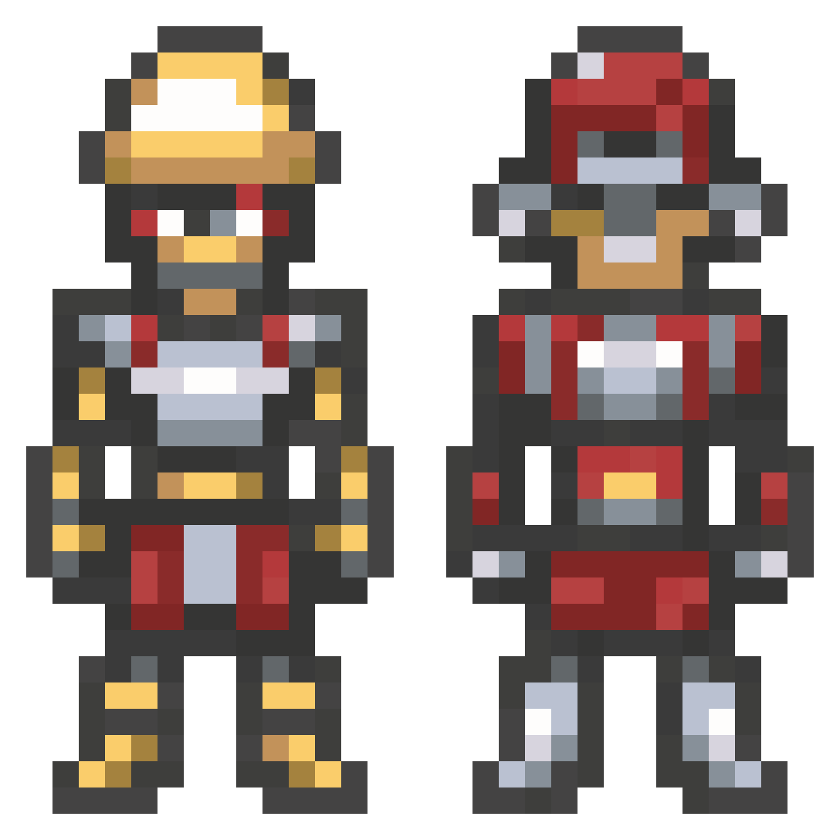 player one and two crowns and soldiers pixel art