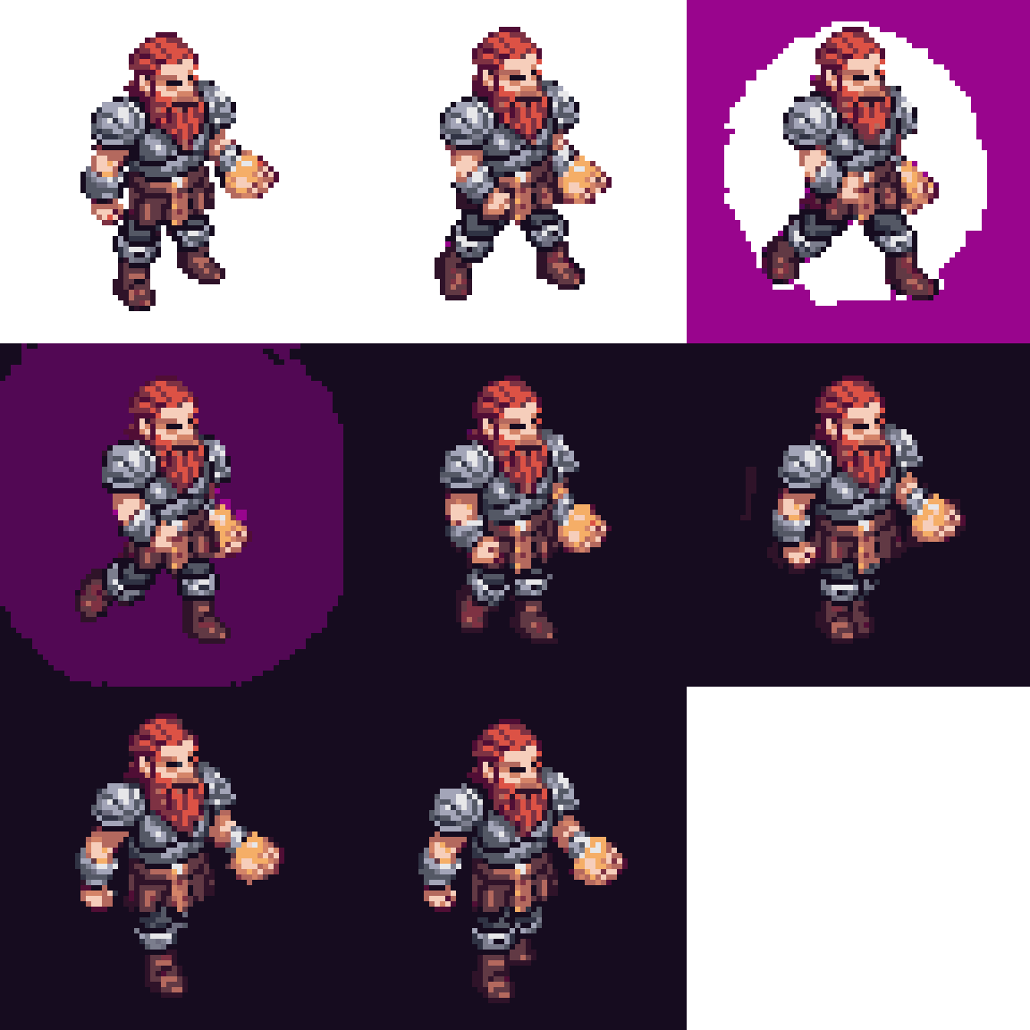 Red Haired Bearded Viking Warrior Running pixel art