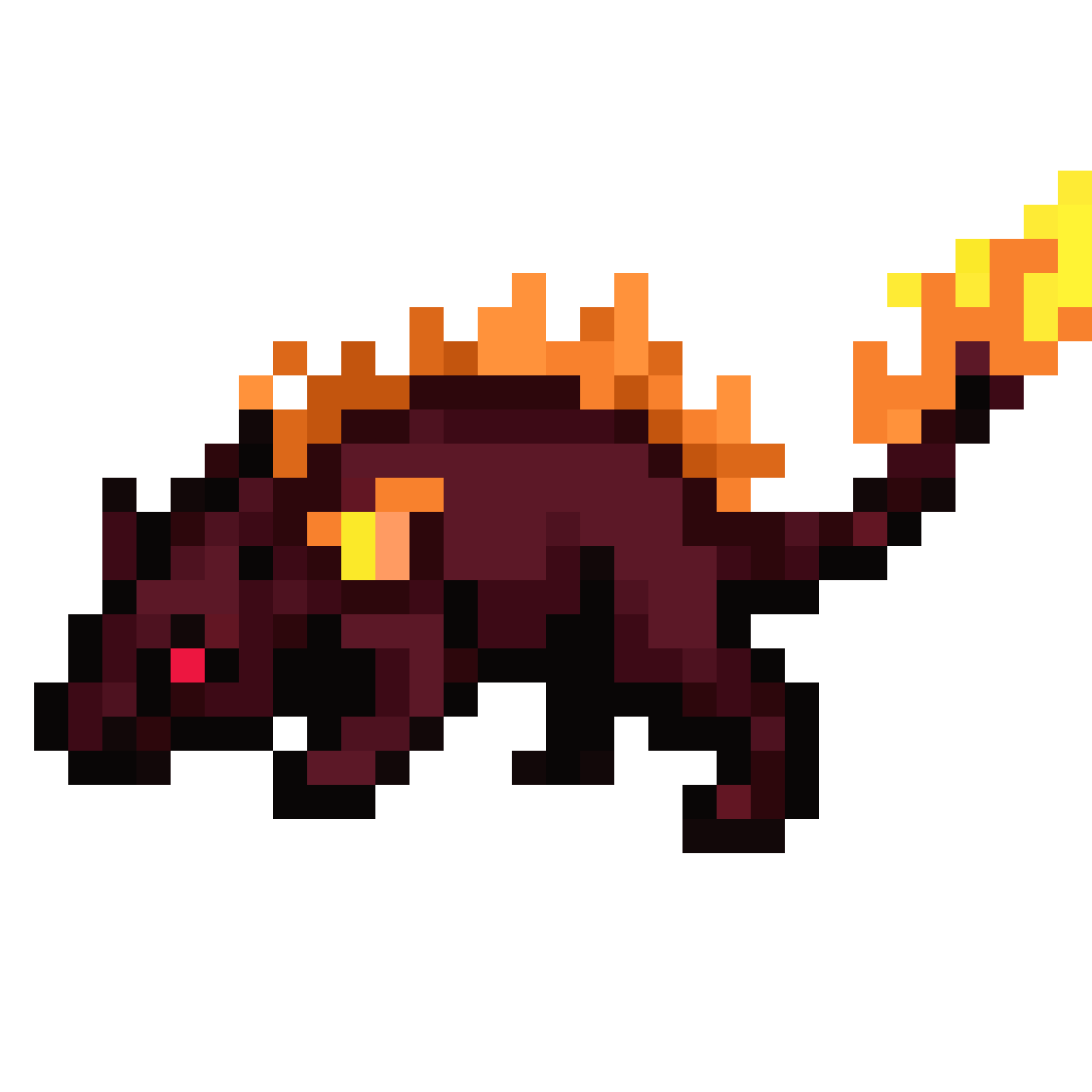 Tibia-style fire rat sprite pixel art