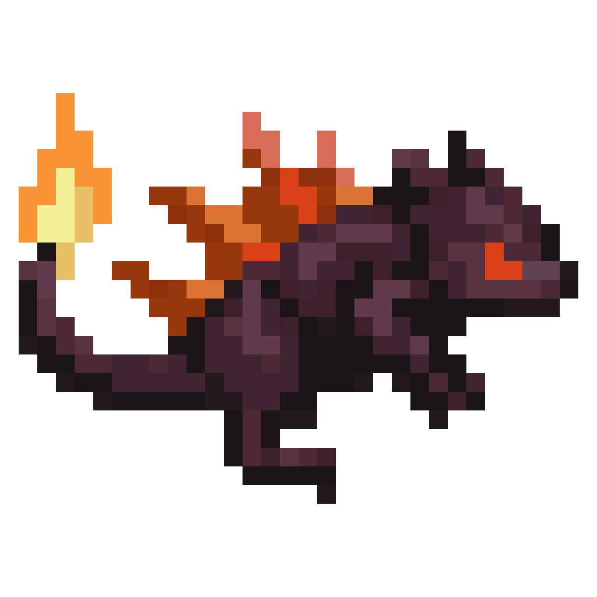 Tibia-style fire rat sprite pixel art
