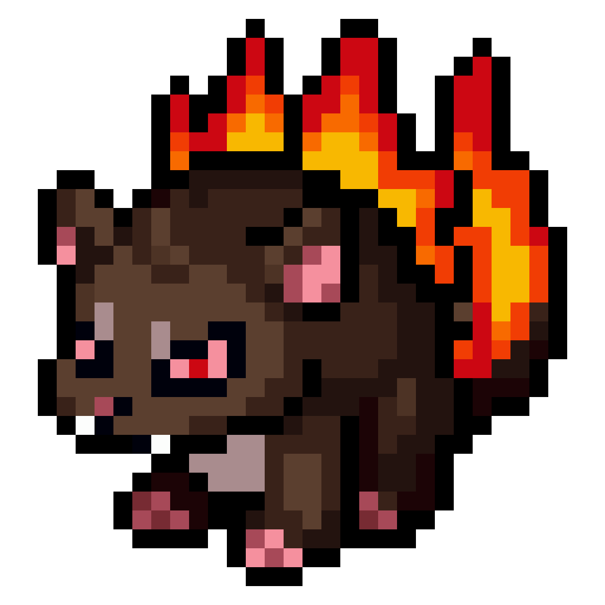 Tibia-style fire rat sprite pixel art