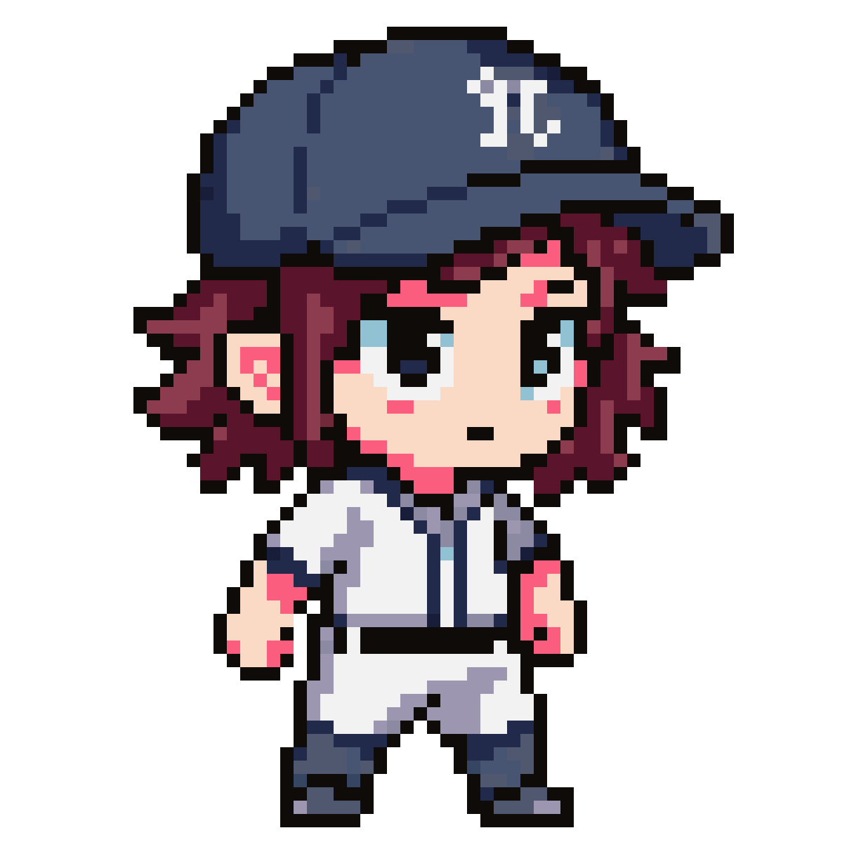 Baseball Character with Curly Hair pixel art