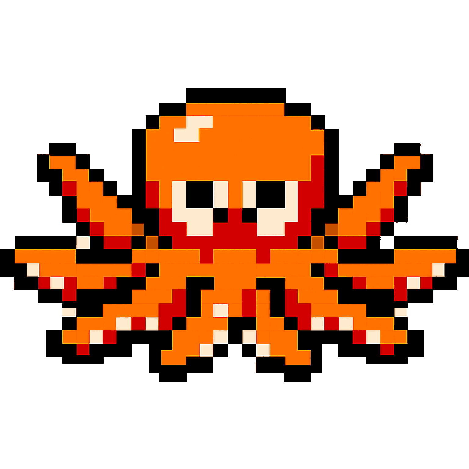 8-bit octopus sprite with spread tentacles pixel art