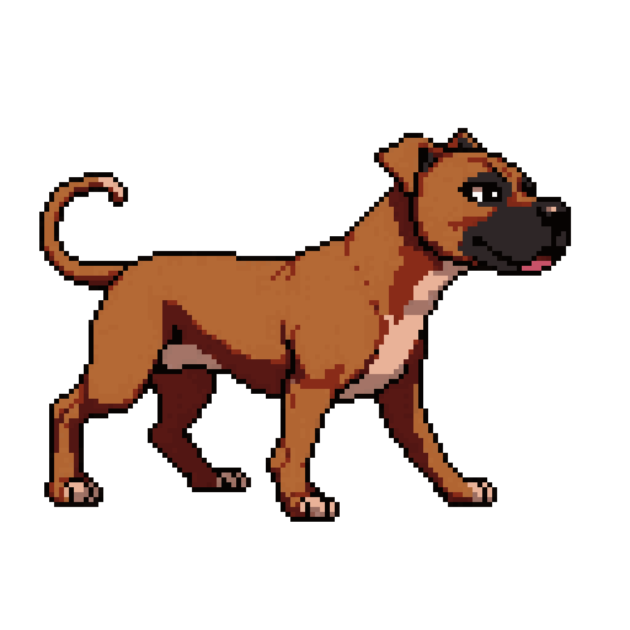 Texas Rednose Pitbull Walking Right pixel art