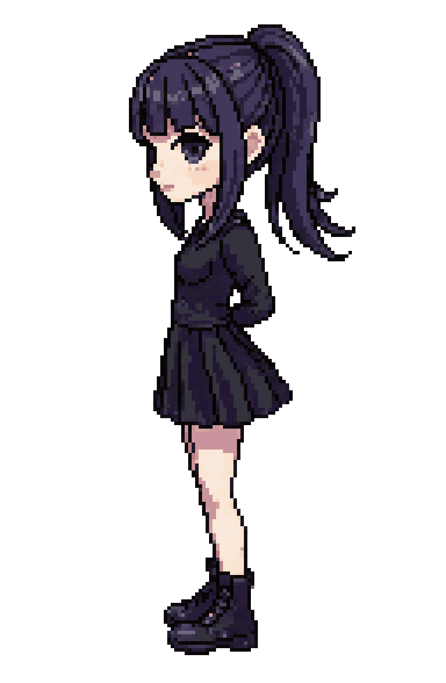 goth girl full body pixel art
