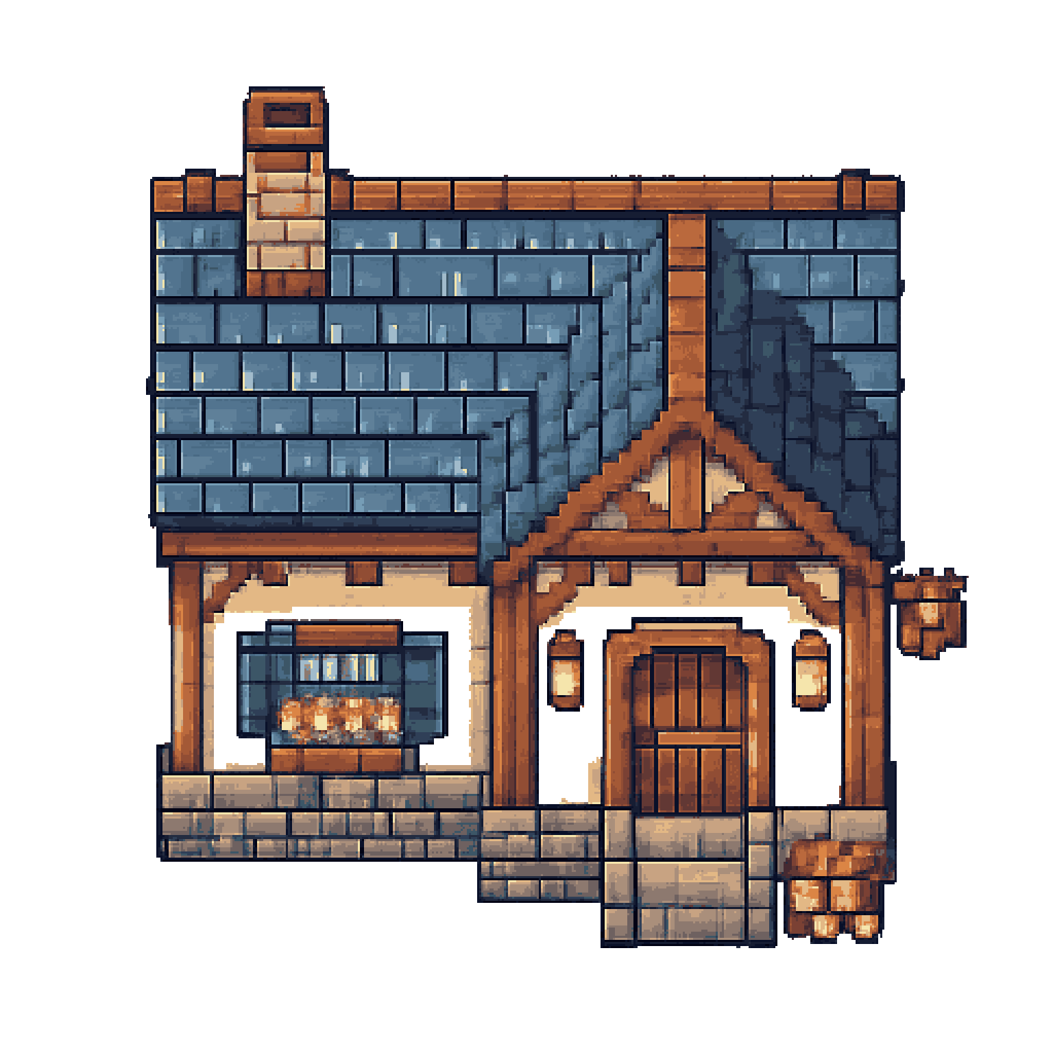 Detailed Pixel Art of Peasant House pixel art