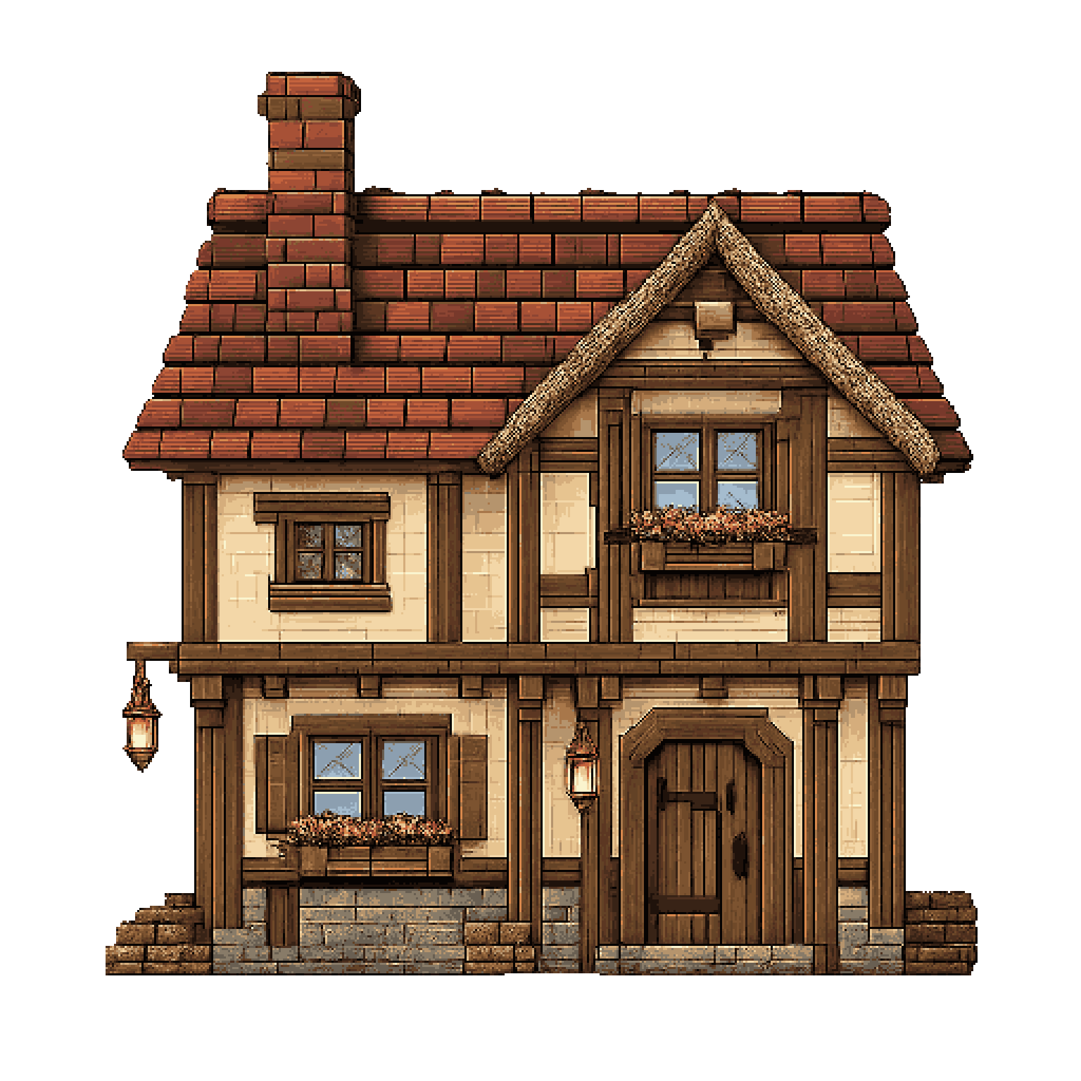Detailed Pixel Art of Peasant House pixel art