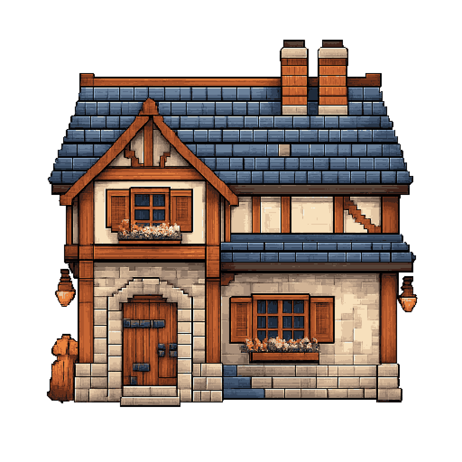 Detailed Pixel Art of Peasant House pixel art