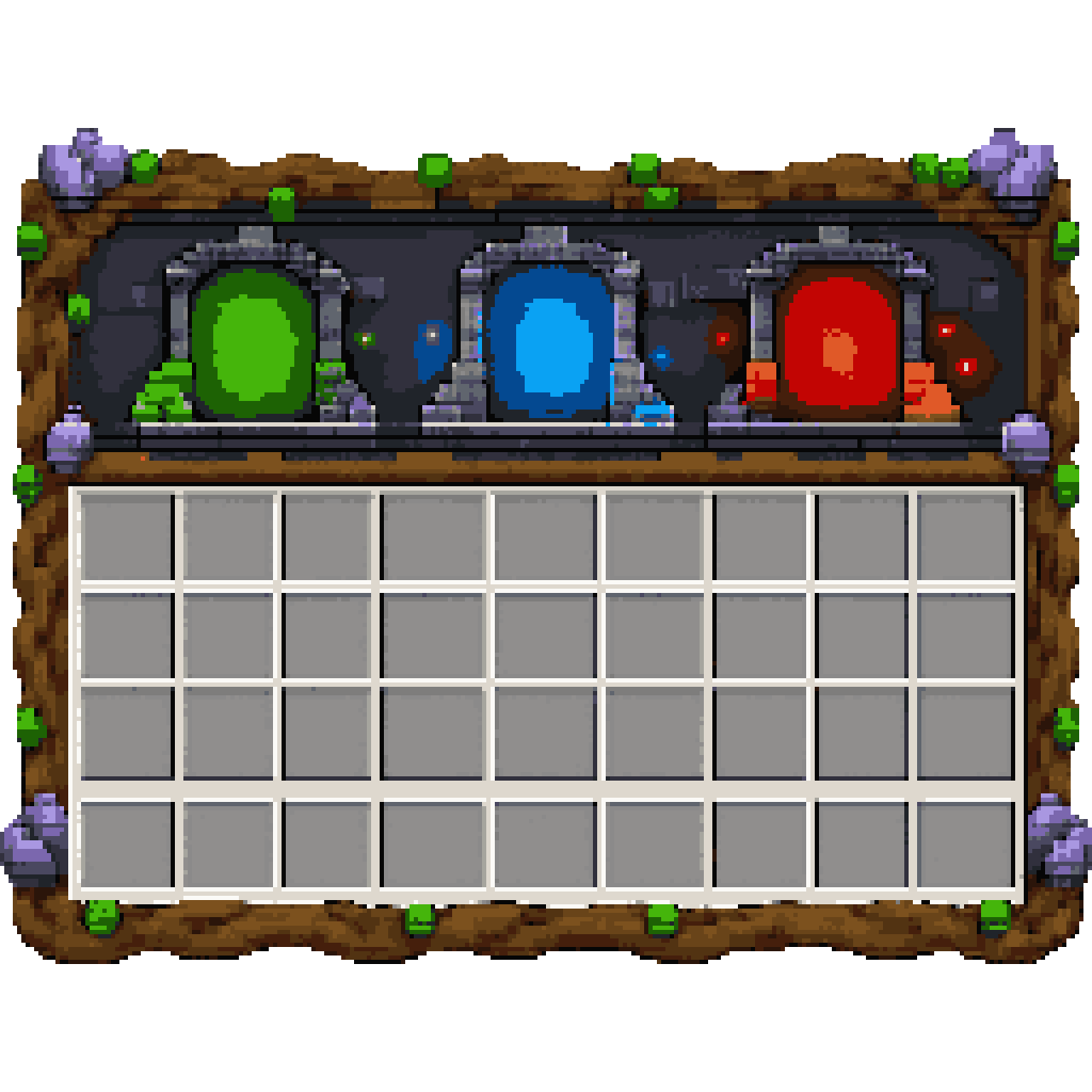 Minecraft GUI with Double Chest and Portals pixel art