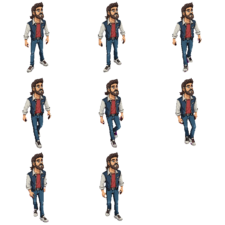 Isometric Hades Style Character Walking pixel art