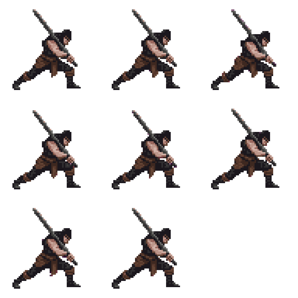 Fallen Warrior with Sword in Dark Fantasy Idle pixel art
