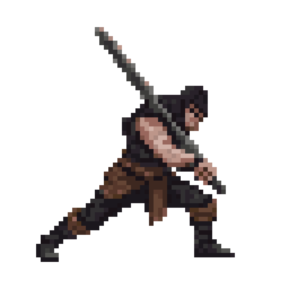 Fallen Warrior with Sword in Dark Fantasy pixel art
