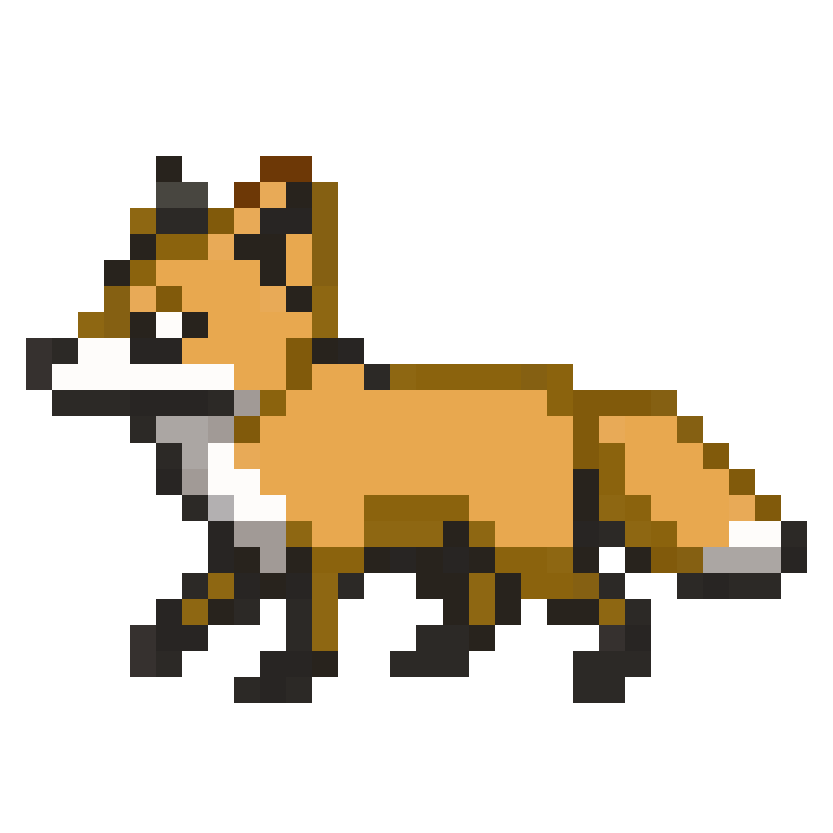 Realistic Fox Walking pixel art