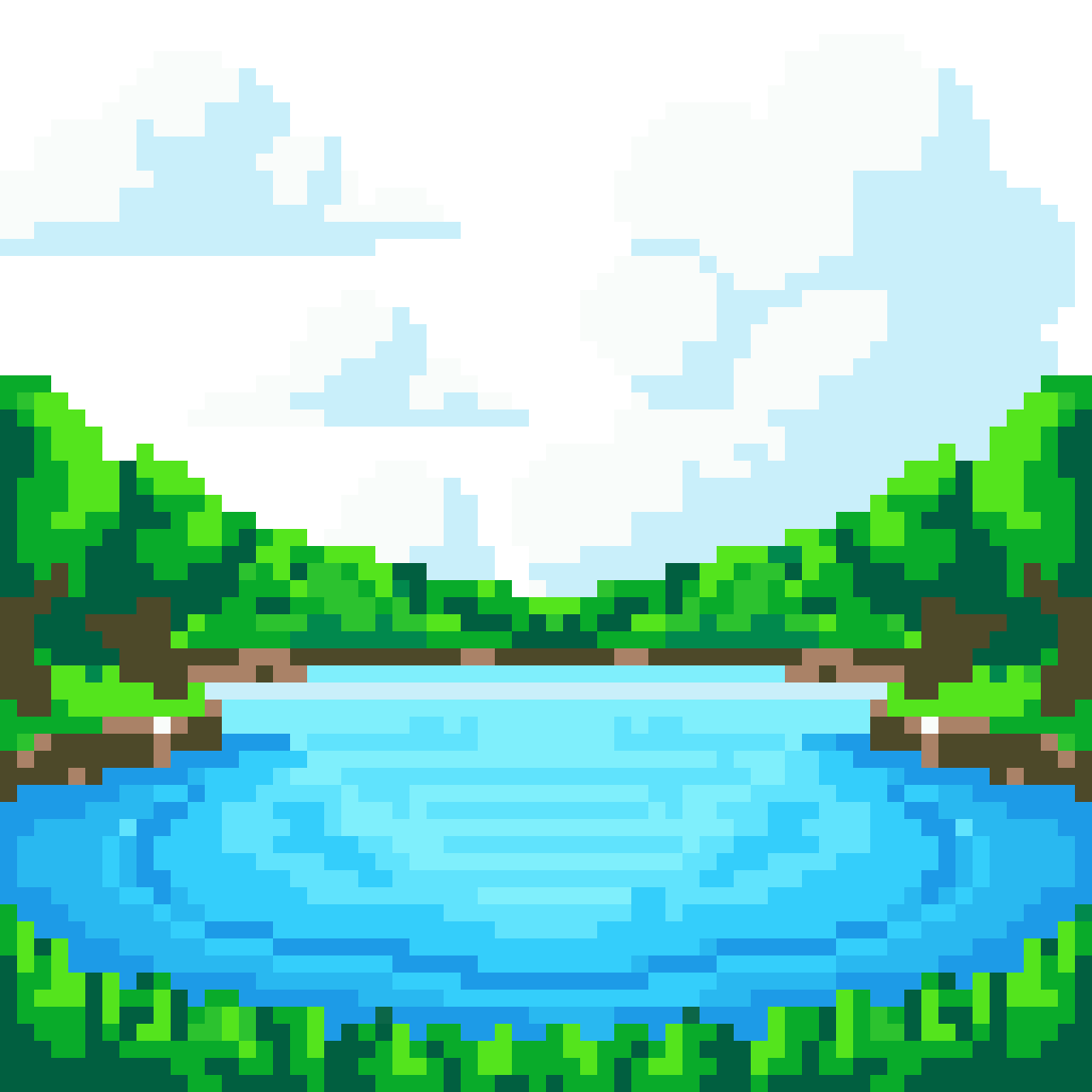Sunny Day at a Pond pixel art