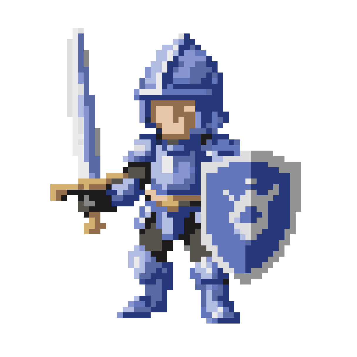 Pixel Art Knight in Blue and White pixel art