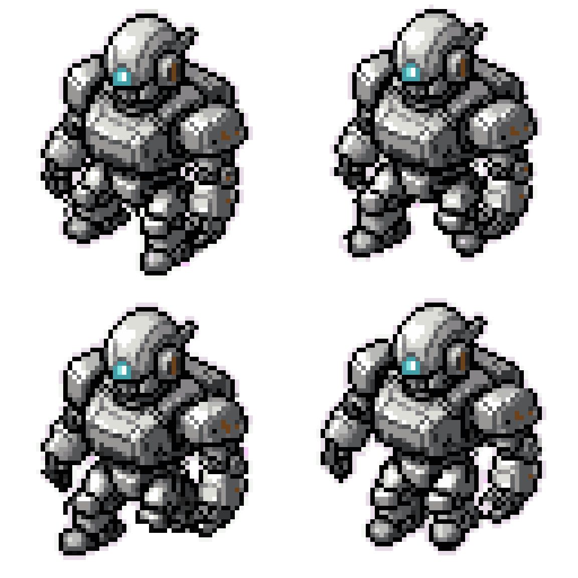 Silver Mech Suit Running pixel art