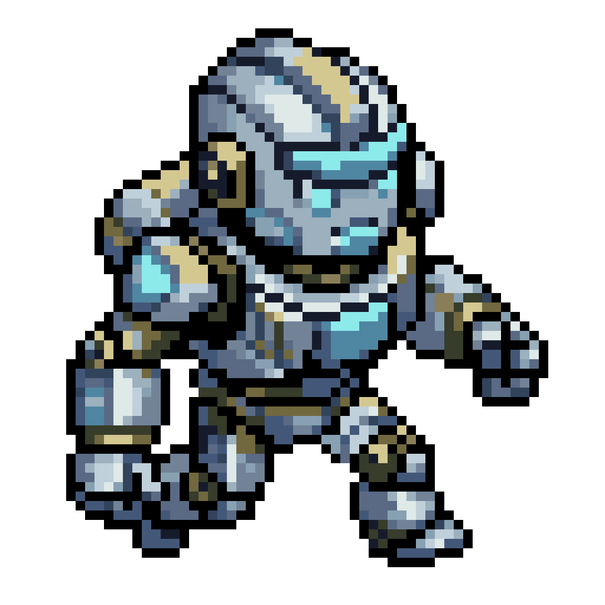 Robot Walking and Running pixel art