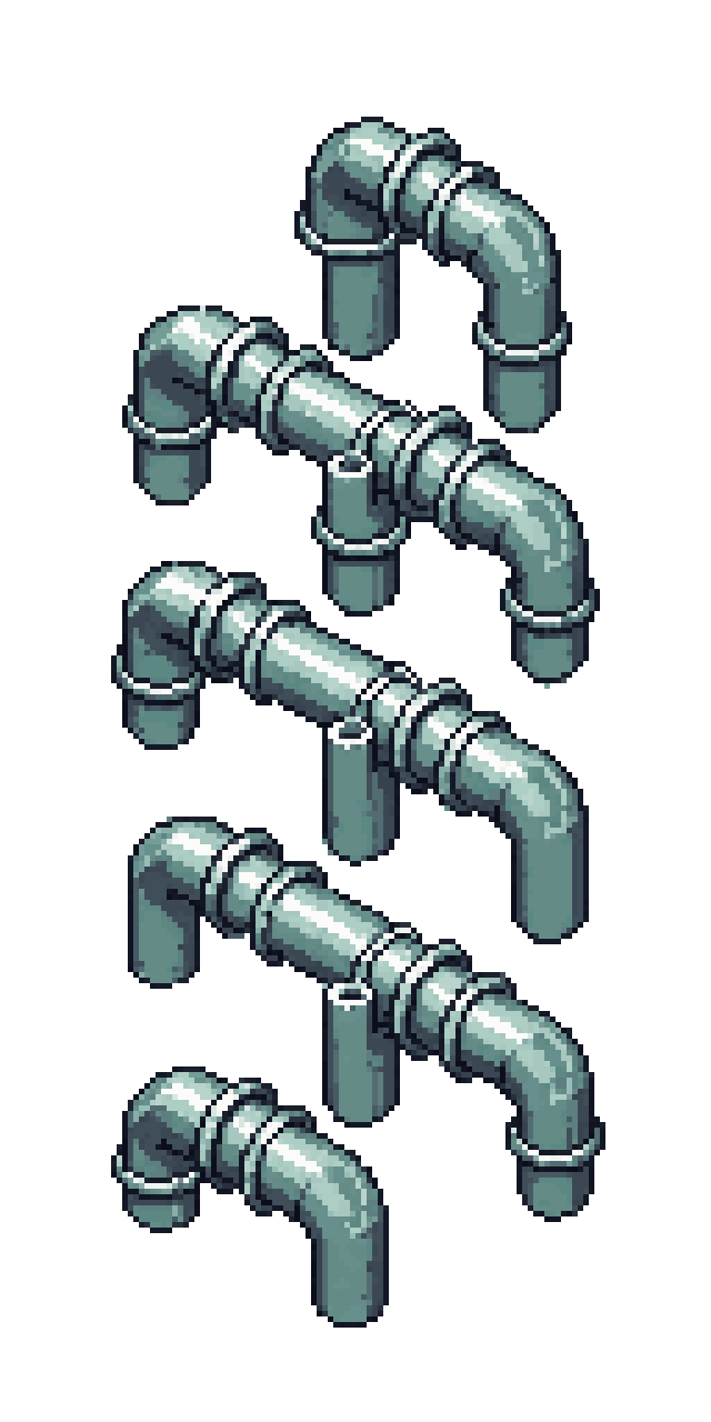Isometric Pipe Tileset for Project Zomboid pixel art