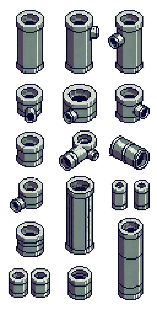 Isometric Pipe Tileset for Project Zomboid pixel art