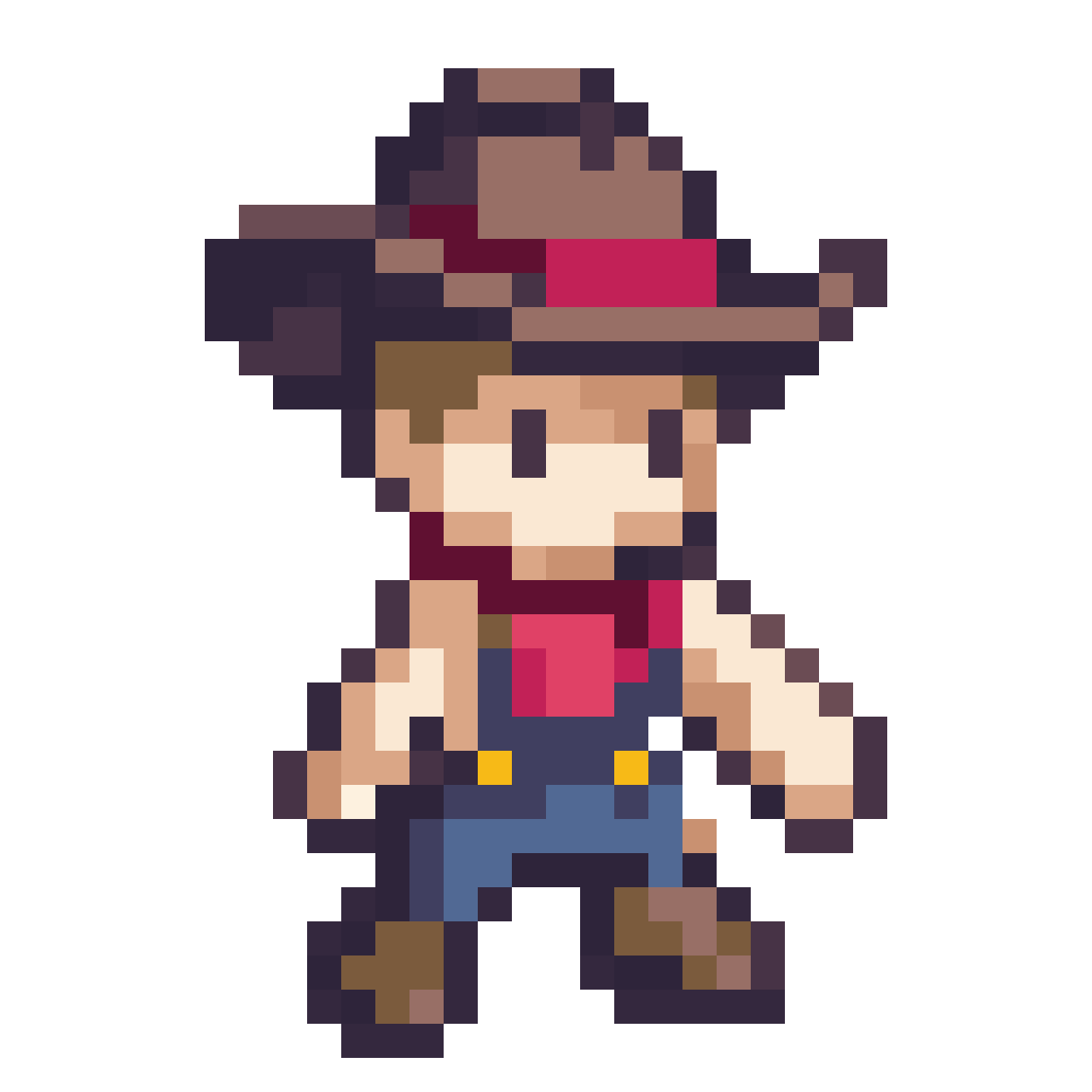 cute western cowboy topdown pixel art