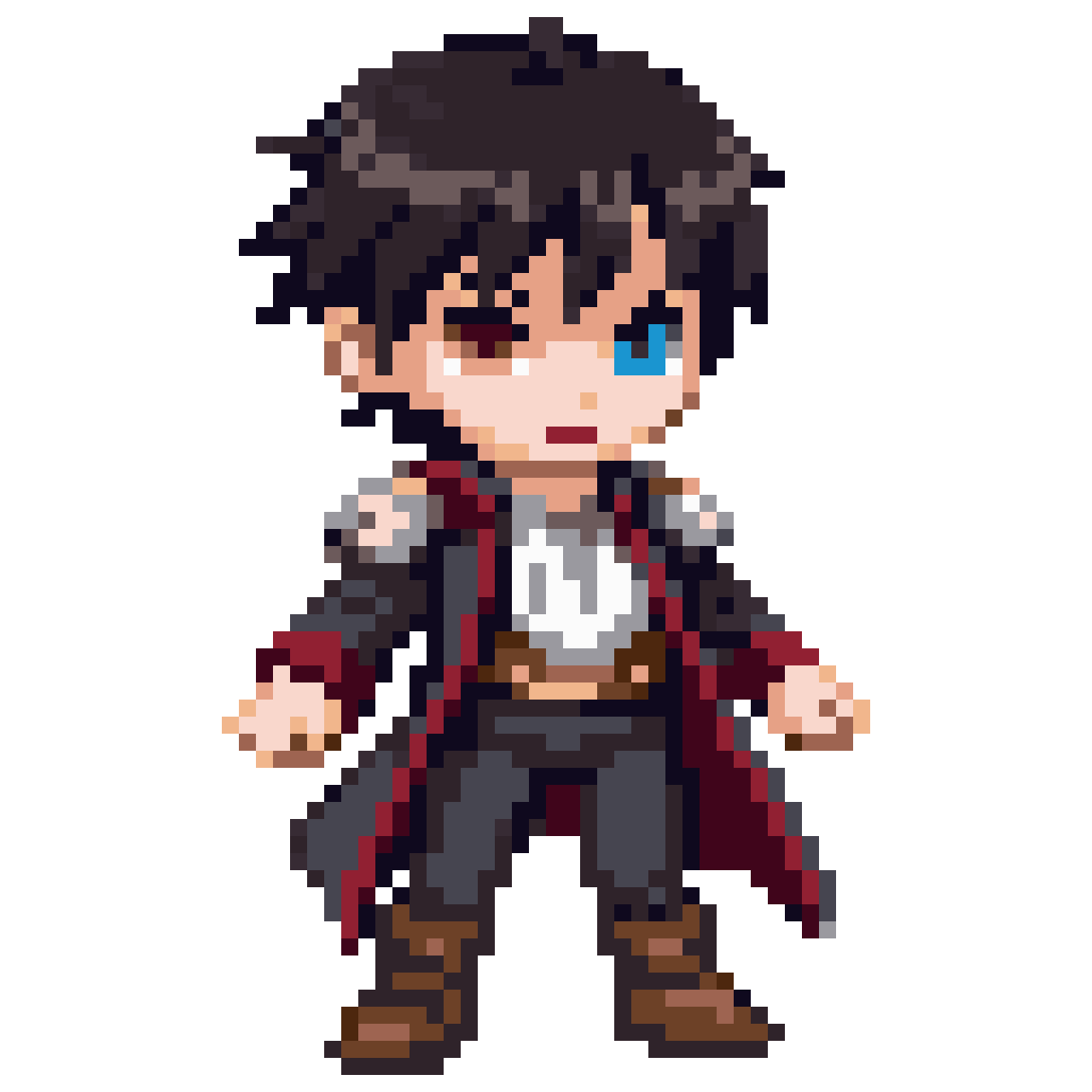 Young Child Character with Heterochromia pixel art