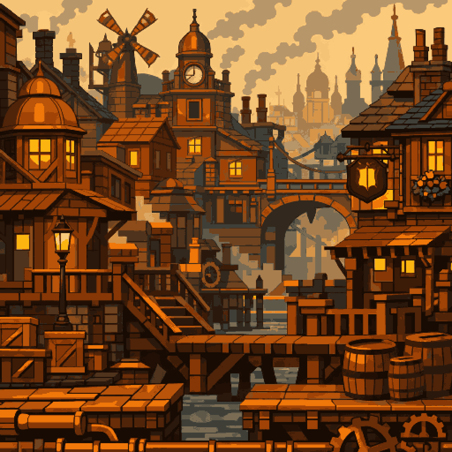 19th Century London City Background pixel art