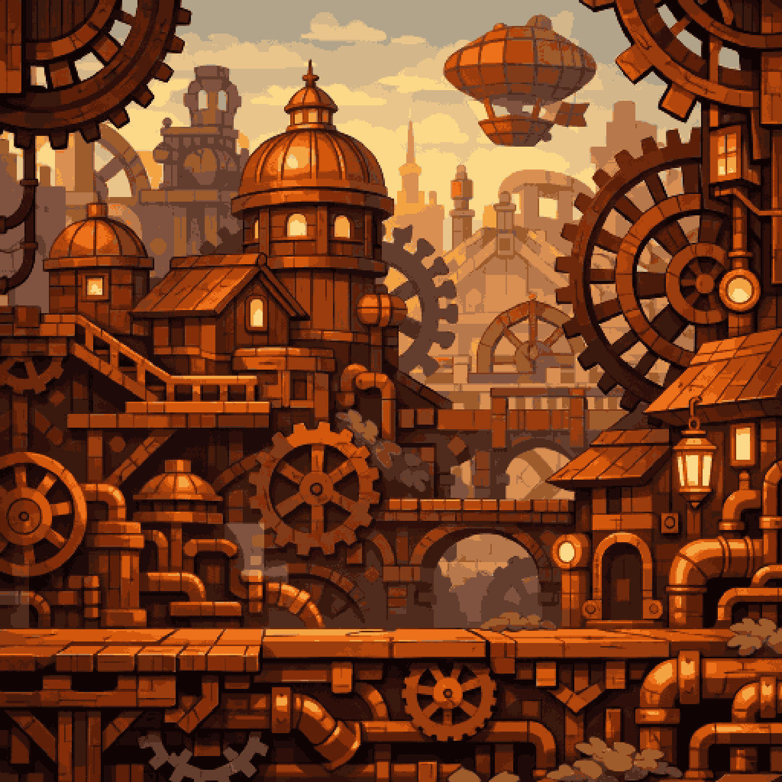 Clockwork City Background pixel art