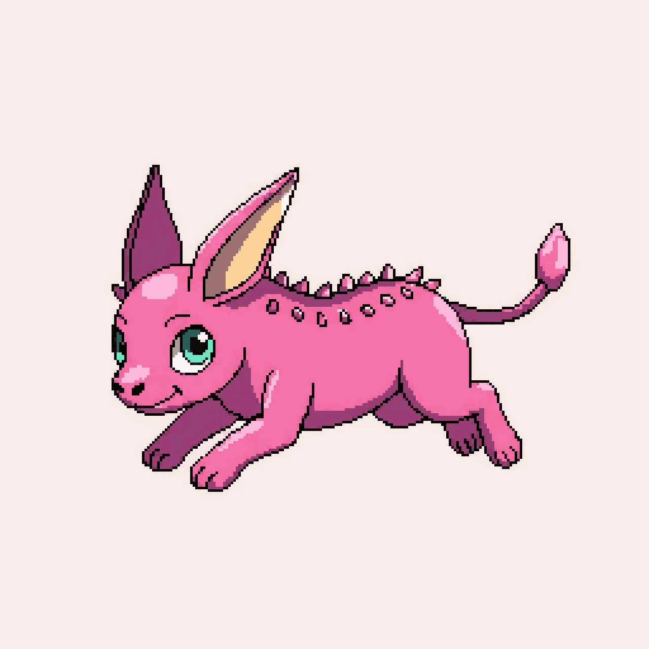 Jumping Pink Áldorâ Alien pixel art