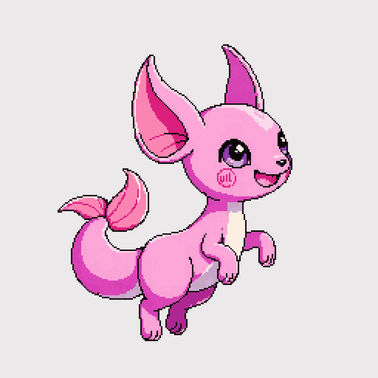 Jumping Pink Áldorâ Alien pixel art