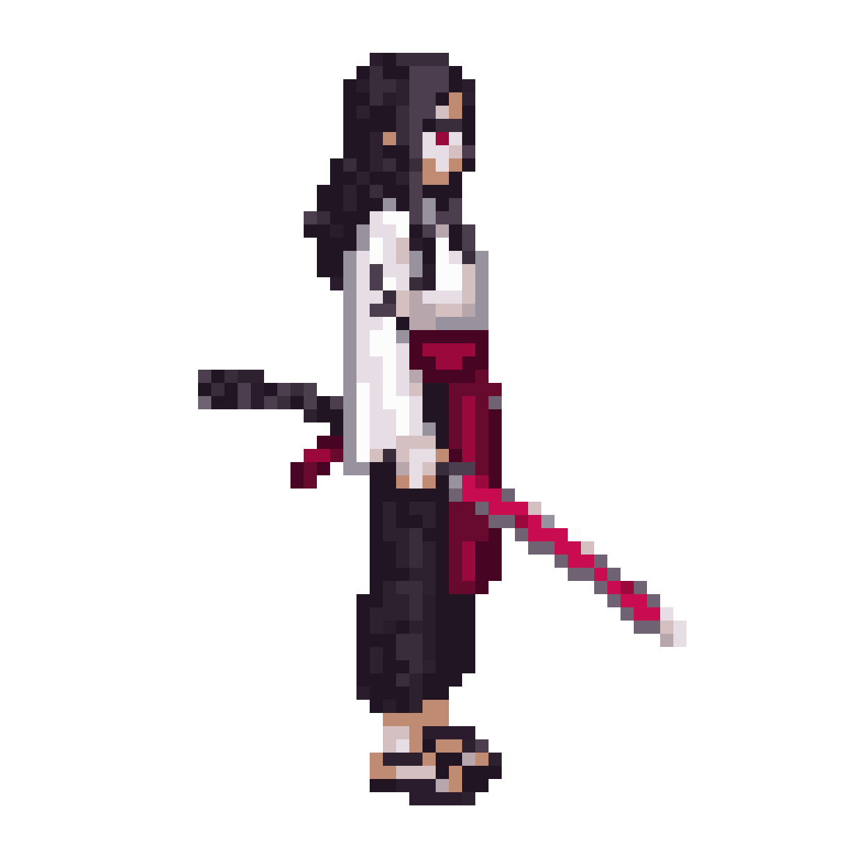 Female Onmyoji Warrior in Kimono pixel art