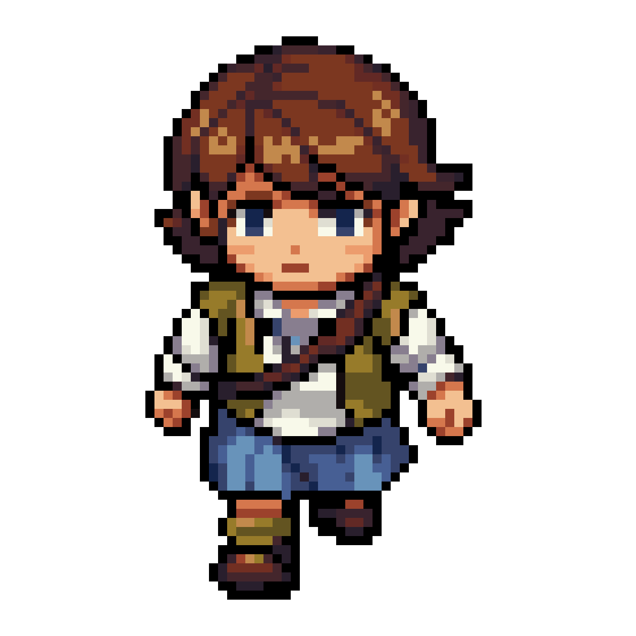single sprite of character walking down pixel art
