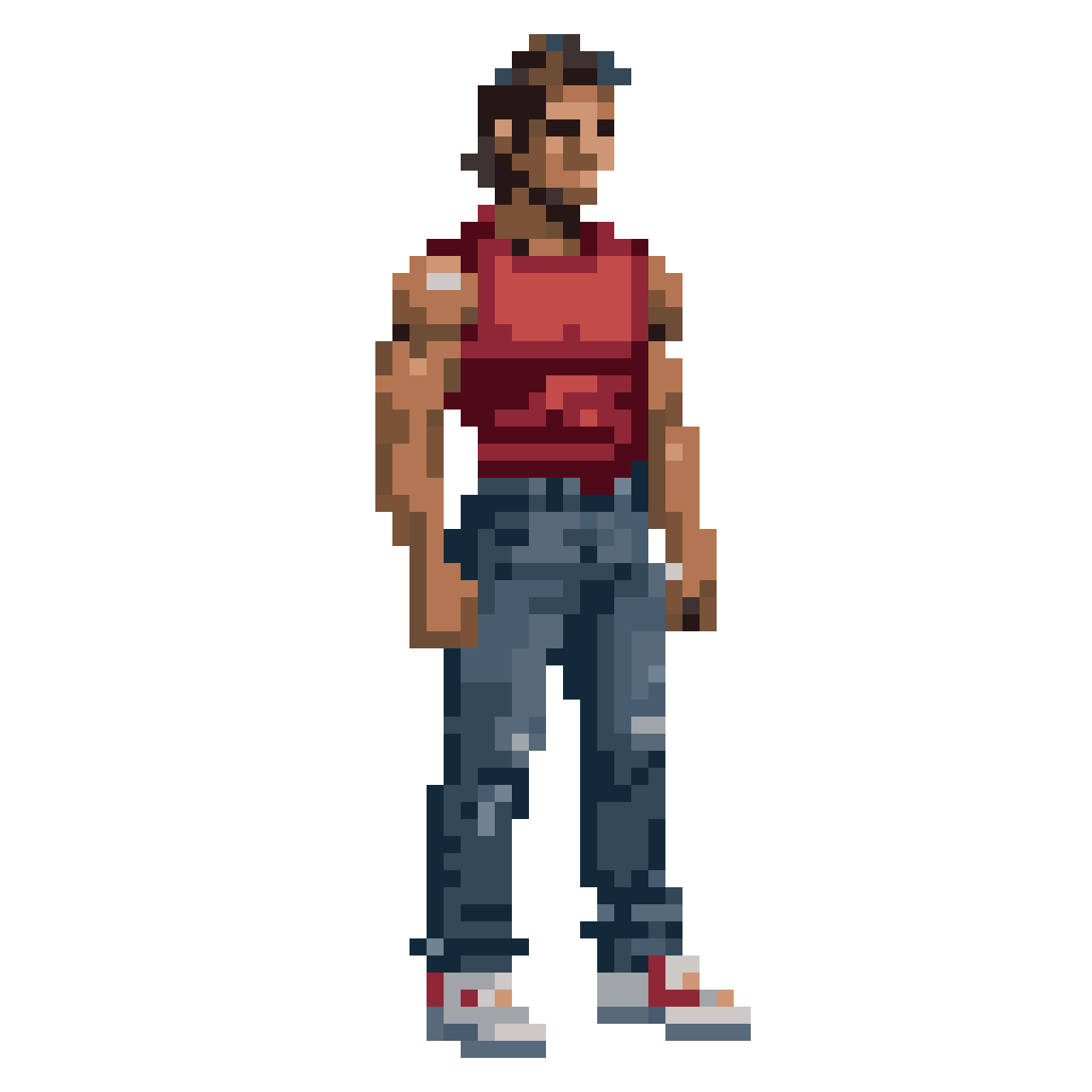 1980s bro dude in red shirt pixel art
