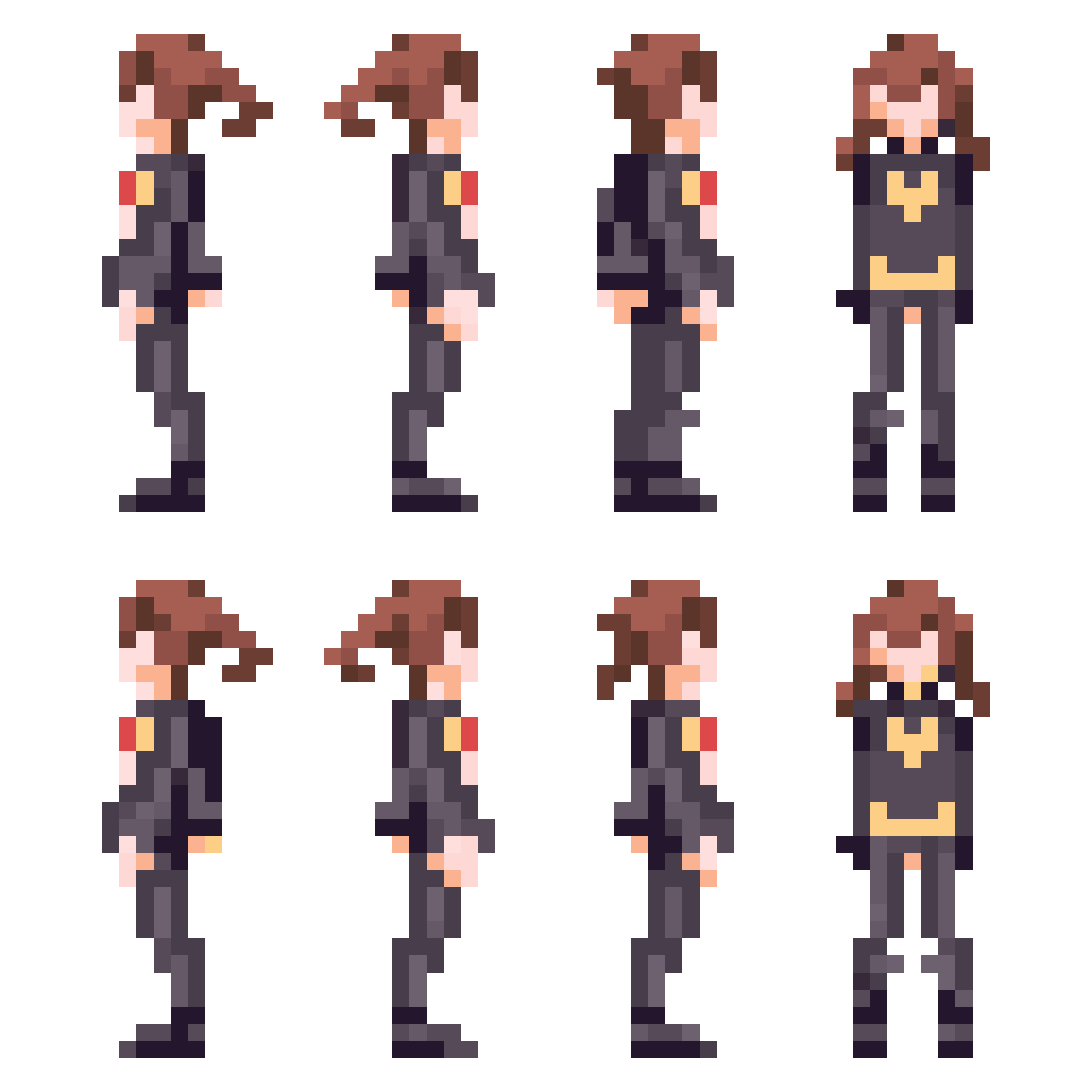 Running Character Sprites Facing Right and Left pixel art