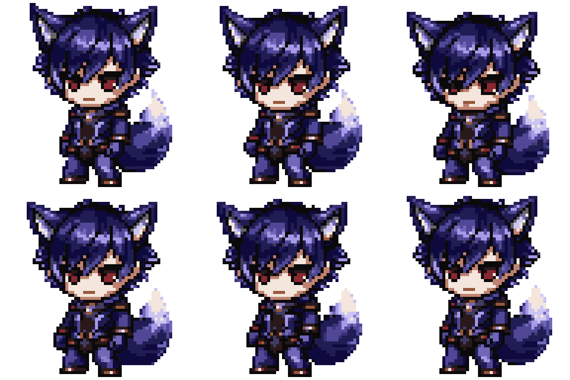 Chibi Wolf Human Hybrid Sprite Idle pixel art