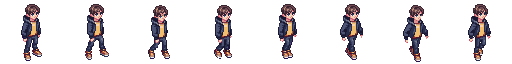 character walking forward, legs alternating pixel art