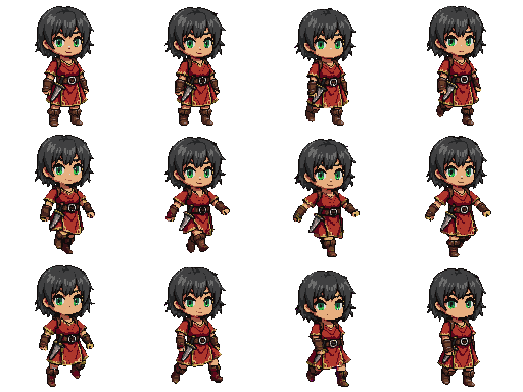 Cute Desert Girl Character Running pixel art