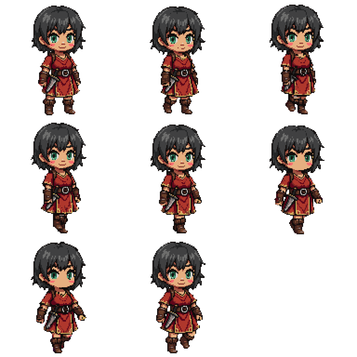 Cute Desert Girl Character Walking pixel art