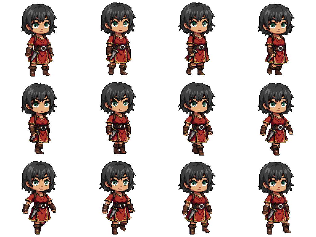 Cute Desert Girl Character Walking pixel art
