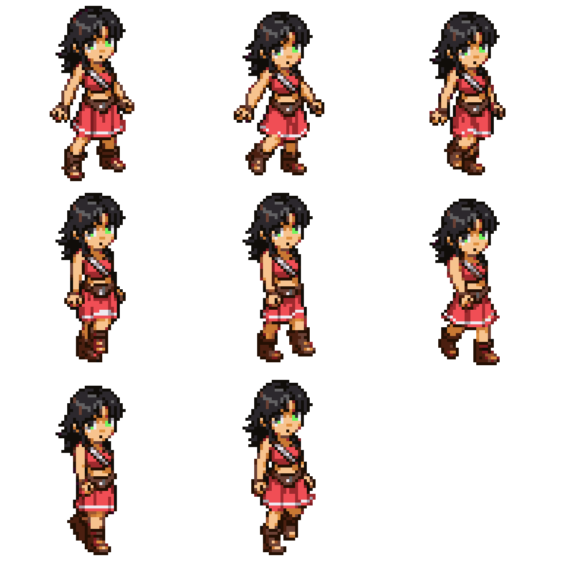 Cute Desert Girl Character Model Walking pixel art