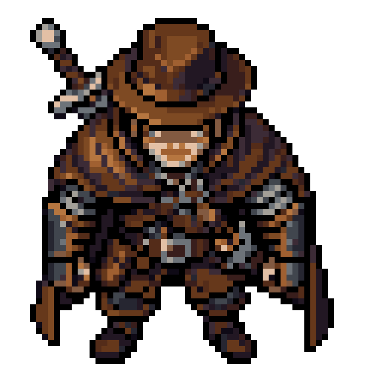 Man in Leather Hat and Cloak pixel art