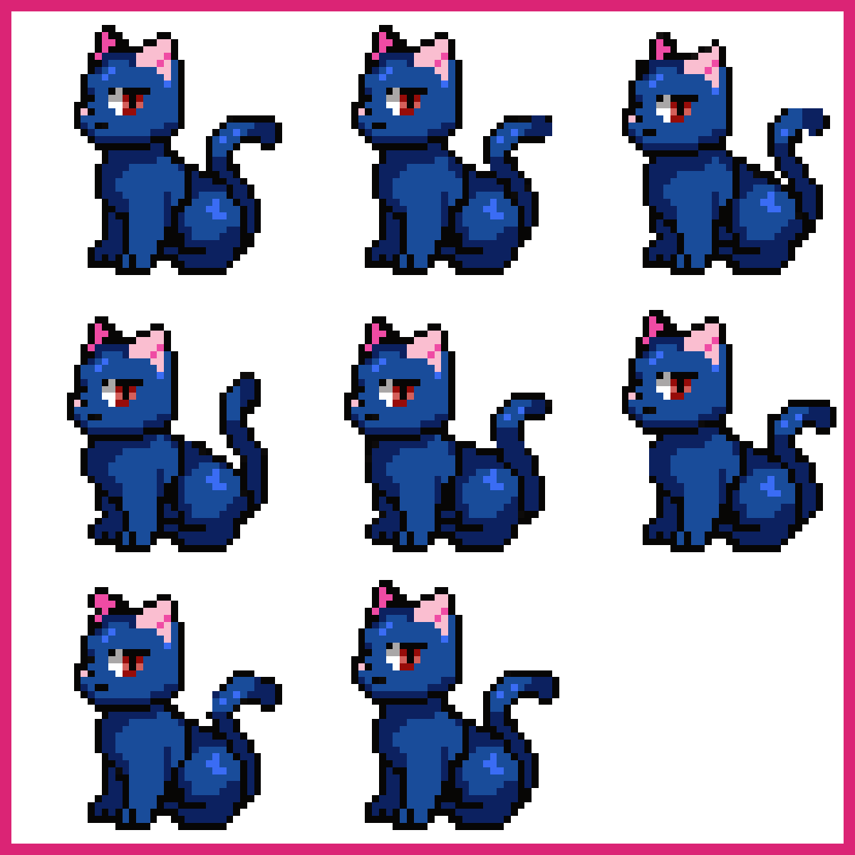 Blue Furry Cat Character Idle Pose