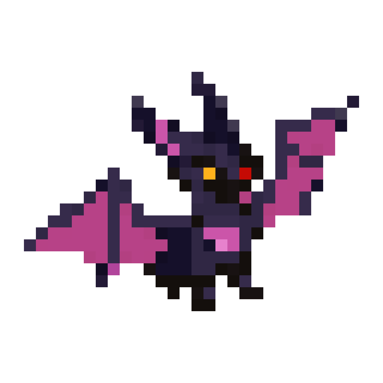 Japanese bobtail bat, sitting idle, pixel art