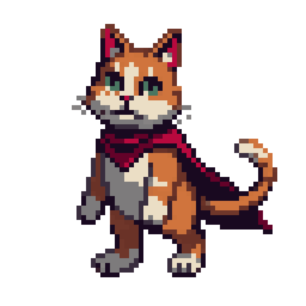 Cat Character with Cape pixel art