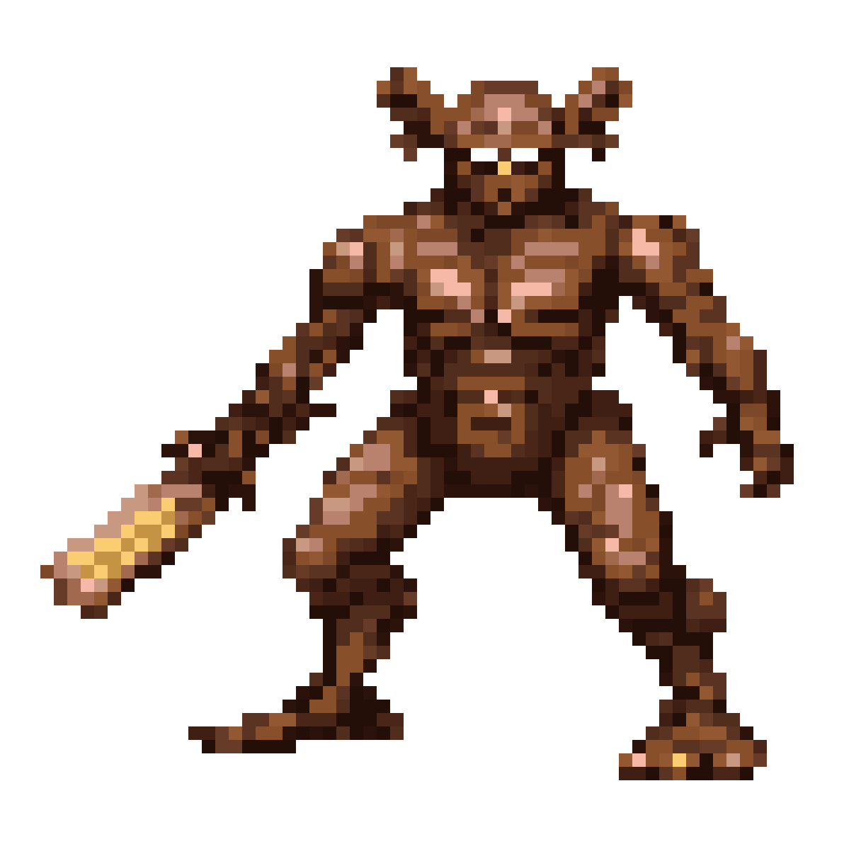 dark sinister human figure with white eyes pixel art