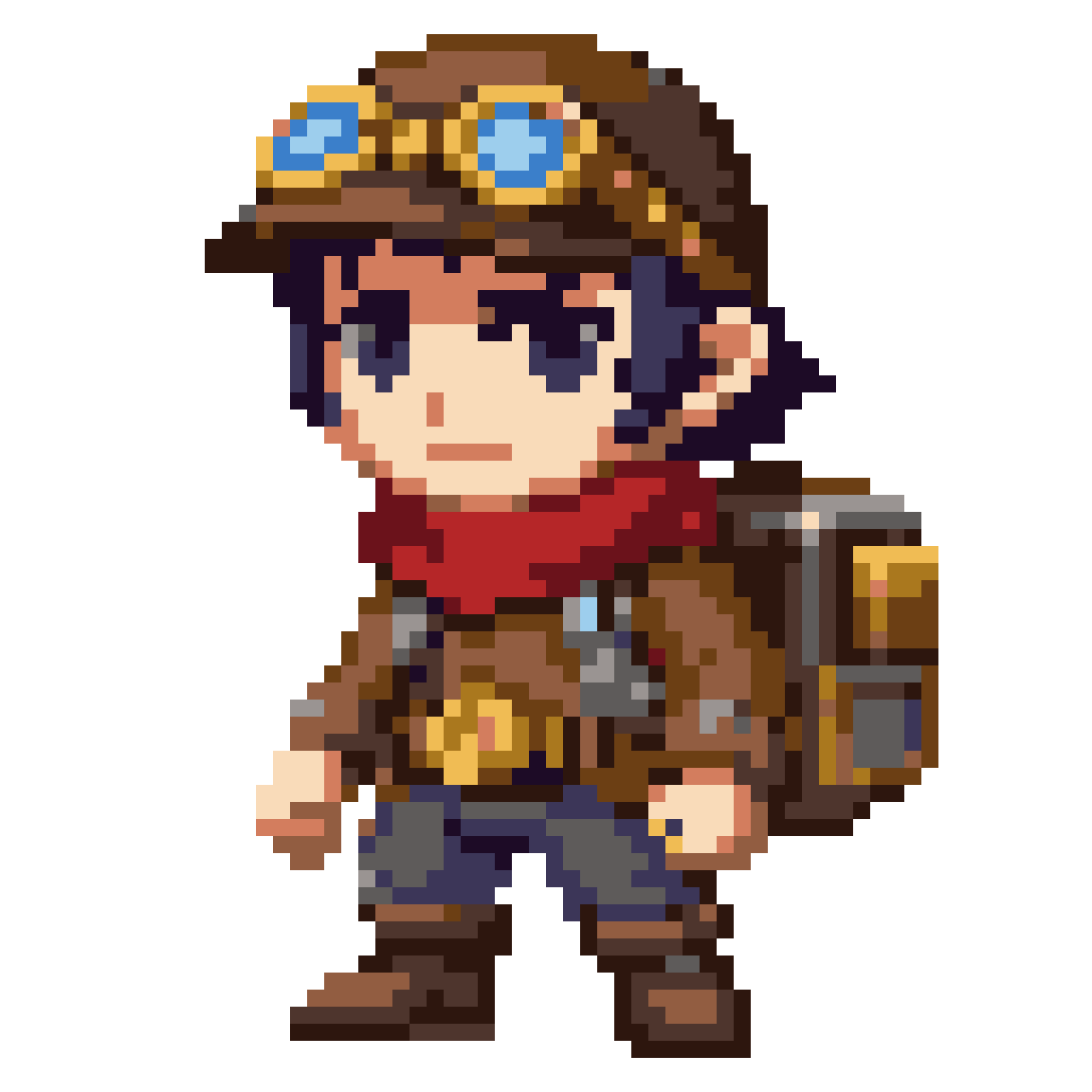 steampunk adventurer character pixel art